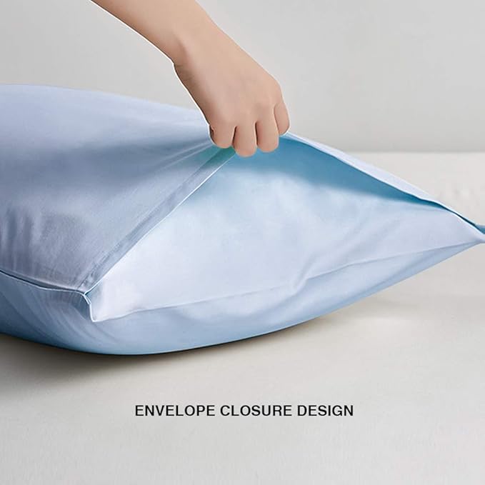 FLXXIE Microfiber Pillow Cases Standard Size, Soft Pillowcases with Envelope Closure, Wrinkle, Stain Resistant Pillow Covers, 20x26, Sky Blue