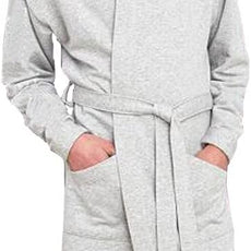 HOLOVE Men's Pure Cotton Bathrobe Lightweight Kimono and Hooded Spa Robes Soft Sleepwear