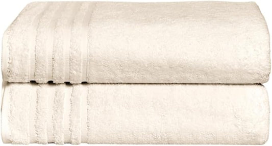 Luxury Bath Sheets, 2 Piece Extra Large Bath Sheets (40x65 Inches), Highly Absorbent, Quick Dry, Premium, and Plush Bath Sheets, 100% Organic Turkish Cotton Towels for Bathroom (Beige)
