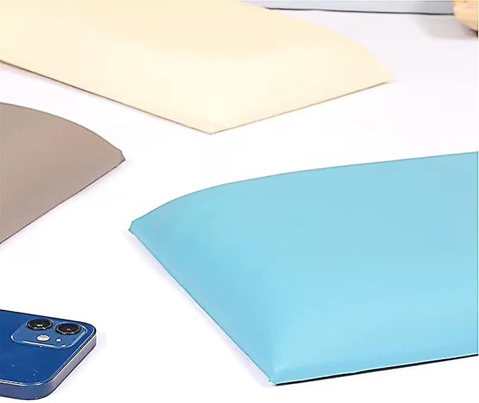 3D Anti-Collision Wall Padding for Kids, Peel and Stick Upholstered Wall Panels, Queen Headboard, Playroom Decorative Protection, Pack of 2 Panels Sized 23.6' X 11.8' (Sky Blue)