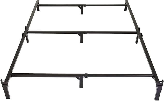 Amazon Basics Metal Bed Frame(Box Spring Required), 9-Leg Base for Box Spring and Mattress, King, Tool-Free Easy Assembly, Black