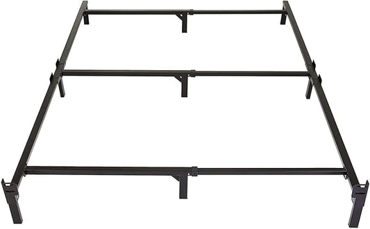 Amazon Basics Metal Bed Frame(Box Spring Required), 9-Leg Base for Box Spring and Mattress, King, Tool-Free Easy Assembly, Black