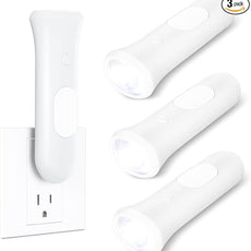 4 in 1 Emergency Lights for Home Power Failure, 3 Pcs Rechargeable LED Flashlight Plug in Wall, Automatic Turn-On Power Outage Night Light Flashlight for Hurricane Preparedness Items