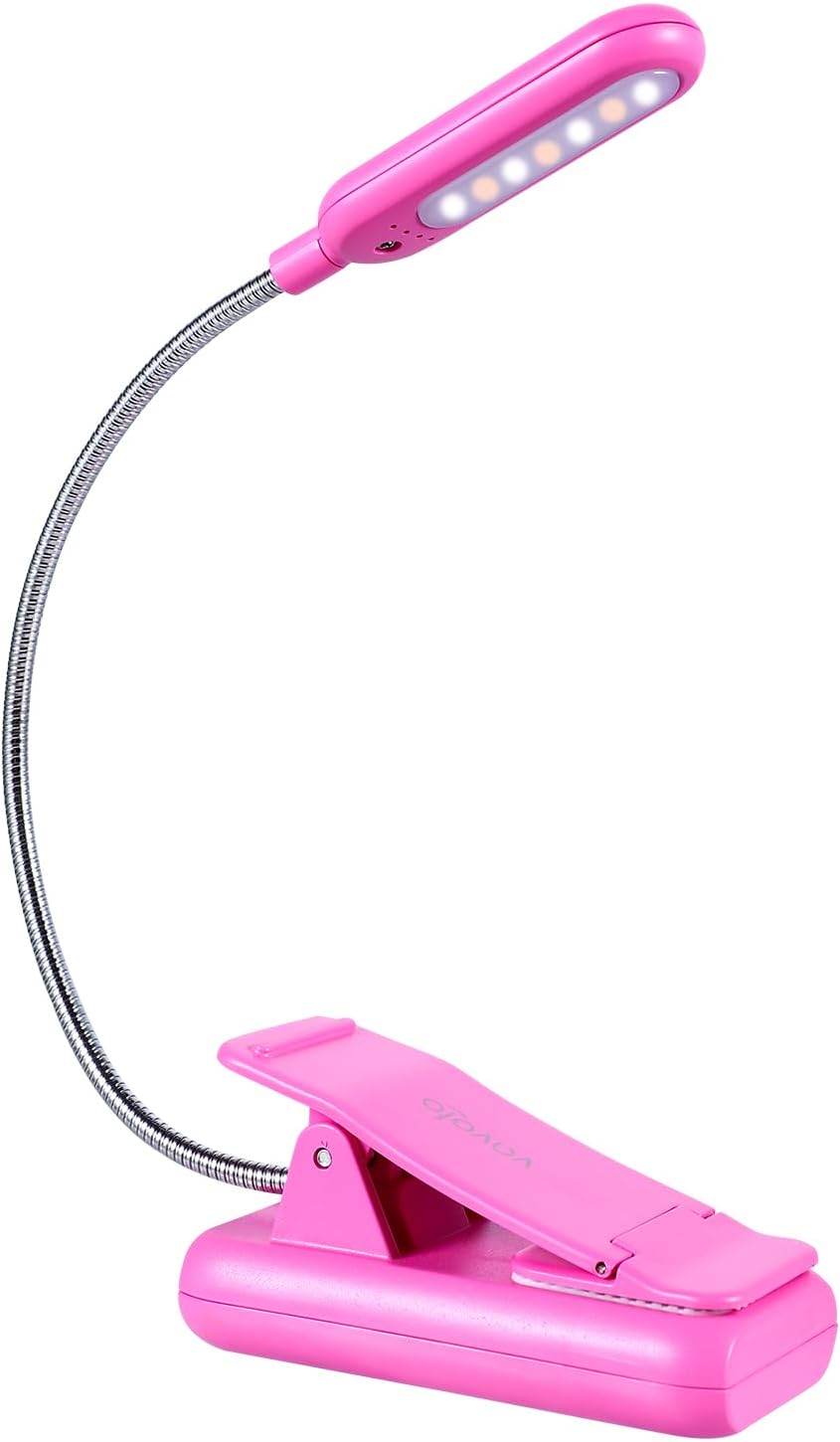 VAVOFO Clip On Book Light for Bed Kids, 7 LED Reading Light with 9-Level Warm Cool White Daylight, Eye Care Lamp with Power Indicator for Bookworms (Blue) Dormly