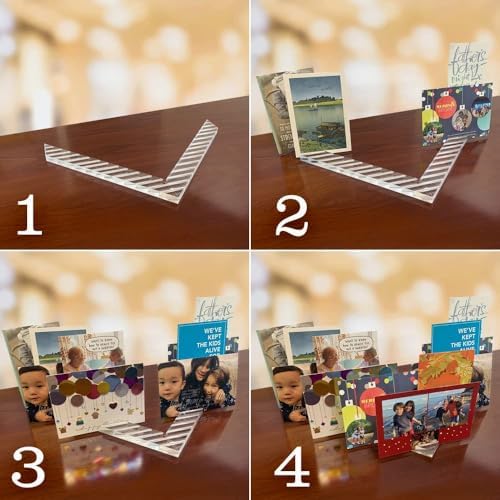 Greeting Card Display and Organizer for Table Shelf Desk Mantel | Holds up to 30 Cards | Greeting Cards Birthday Cards Photos Postcards | Crystal Clear Solid Acrylic | Perfect for Teachers