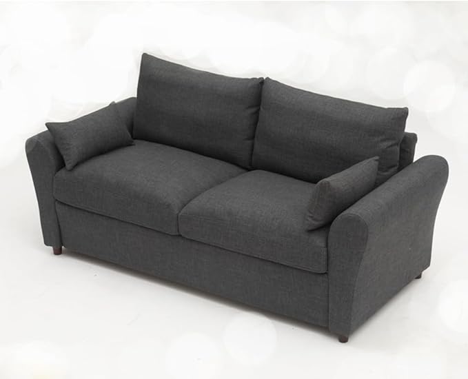 Panana Modern 2 and 3 Seats Loveseat Sofa Couch with Storage, Small Love Seat Couches for Living Room, Bedroom, Apartment, Office (Dark Gray Linen Fabric, Sock Arm - 3 Seater)
