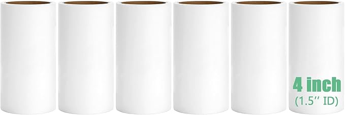 4 inch Lint Roller Refills Compatible with PetLovers Evercare Extra Sticky Pet Lint Roller Replacement Refills 60 Sheets Each Roll 6-Pack 360 Sheets Total (1 1/2'' Inside Dia.)