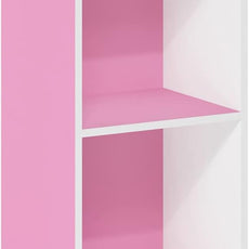 Furinno PASIR Book Shelf, 4-Tier Modern Bookshelf, Open Shelves Bookcase 9 x 12 x 42, for Living Room, Bedroom, Home Office, Pink/White