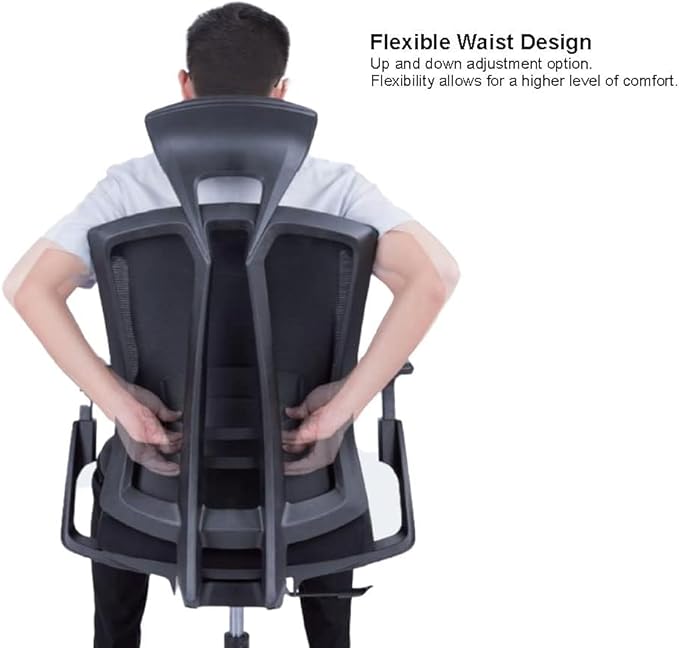 SUNLINE Ergo Plus Ergonomic Office Chair - Desk Chair, Mesh Computer Leatherette Headrest, Memory Foam Seat, and Smooth Casters - Adjustable Lumbar Support, Home Office - Black, 330 lbs