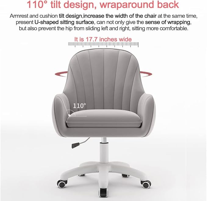 Home Office Chair Computer Chair with Mid-Back Upholstered Modern Tufted Computer Task Chair Swivel Height Adjustable Velvet Accent Chair