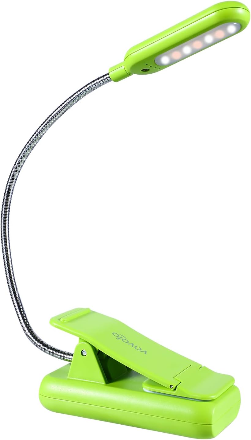 VAVOFO Clip On Book Light for Bed Kids, 7 LED Reading Light with 9-Level Warm Cool White Daylight, Eye Care Lamp with Power Indicator for Bookworms (Blue) Dormly
