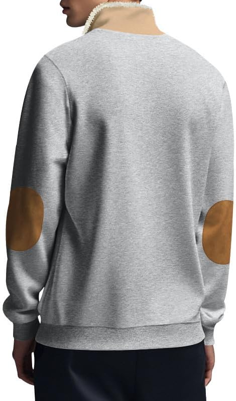 Men's Quarter Zip Sweatshirt - Stand Collar Solid Casual Top Autumn Winter Wear for Vacation Daily Use