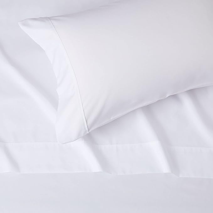 Amazon Basics Lightweight Super Soft Easy Care Dorm-Friendly, Microfiber 3 Piece Bed Sheet Set with 14-Inch Deep Pockets, Twin XL, Bright White, Solid (Pack of 4) AmazonBasics