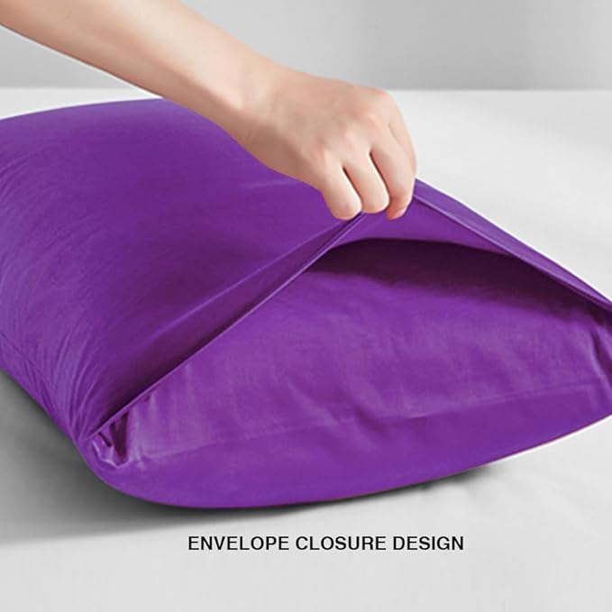 FLXXIE 2 Pack Microfiber King Pillow Cases, 1800 Super Soft Pillowcases with Envelope Closure, Wrinkle, Fade and Stain Resistant Pillow Covers, 20x36, Purple