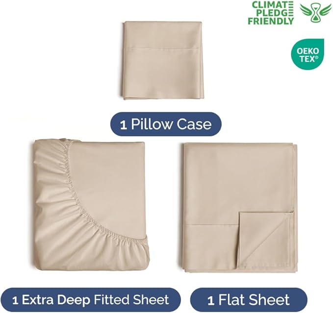 Extra Deep Pocket Twin XL Sheets - 3 Piece Breathable & Cooling Bed Sheets - Hotel Luxury Bed Sheet Set - Soft, Wrinkle Free & Comfy - Easily Fits Extra Deep Mattresses - Deep Pocket Wheat Sheets Set