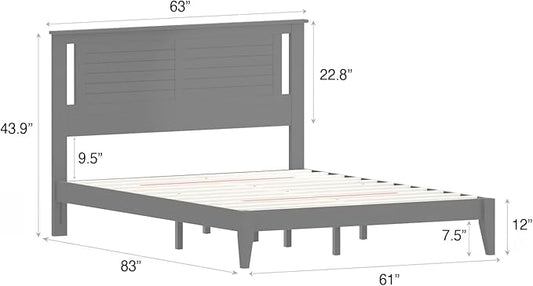 Serene Solid Wood Platform Bed with Horizontal Scoring Headboard, Farmhouse Coastal Modern Design, Easy Assembly, Ample Underbed Storage, Supports up to 1,000 lbs, King Size, White Finish