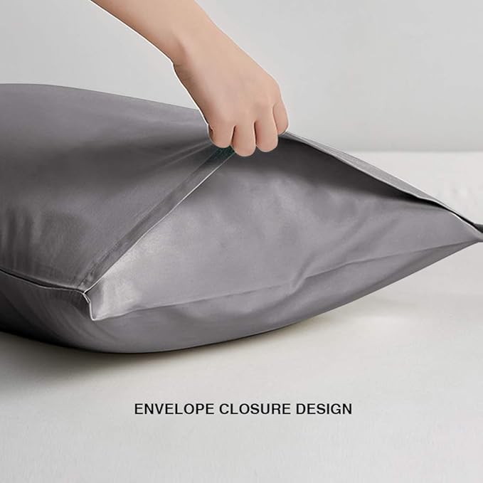 FLXXIE Microfiber Pillow Cases Standard Size, Soft Pillowcases with Envelope Closure, Wrinkle, Stain Resistant Pillow Covers, 20x26, Dark Grey