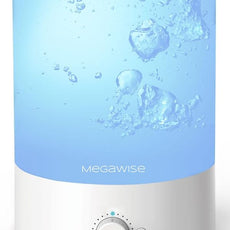 MegaWise Healthy Top-Refill Cool Mist Humidifiers for Bedroom, 24dB Ultrasonic Air Vaporizer with Water Filter for Baby [PP Material], Colorful Night Light,1 Gal Essential Oil Diffuser, Auto Shut Off