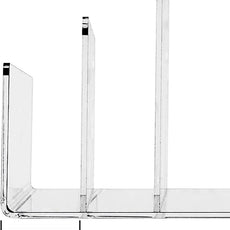Acrylic Desk File Organizer 2 Pack, 4 Section Letter Organizer, Clear Folder Holder, Desktop File Holder for Document, Notebook and Newspaper, Clear Desk Storage Rack for Home and Office Use