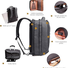 Knack Series 1 Laptop Backpack Fits up to 17 Inch - Knack Bags Carry-On Backpack, TSA Approved, Expandable Travel Backpacks With 4 Day Outfit Capacity (Savile Gray, Large)