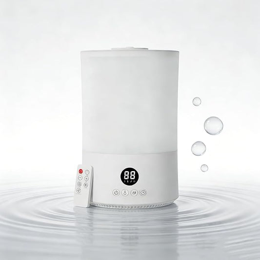 Humidifiers for Bedroom, 1Gal Top Fill Humidifier for Large Room, 250ml/h Cool Mist Output Humidificador, 24dB Quiet Air Humificador with Remote, Easy to Fill & Clean, fit Baby & Plants (White)