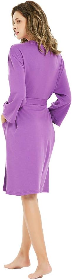 U2SKIIN Womens Robes, 100% Cotton Lightweight Robes 3/4 Sleeves Kimono Knit Soft Loungewear Short Bathrobe