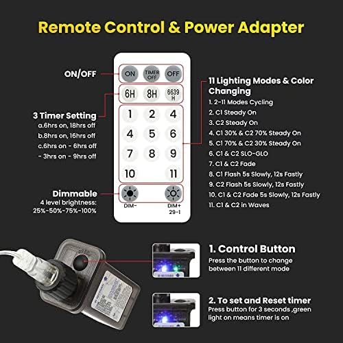 116ft Color Changing String Lights, 200 LED Multicolor & Warm White Crystal Globe Lights with Remote, 11 Modes, IP44 Waterproof, Plug in Fairy Lights for Indoor Outdoor Christmas Party Garden