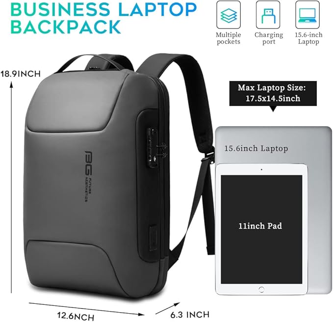 BANGE Anti Theft Backpack，Smart Business Laptop Fits 15.6 Inch Notebook, Work Backpack with USB Charging Port for Men and Women…