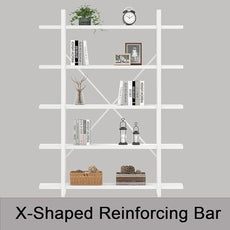 HSH 5 Tier Tall White Bookshelf, Metal and Wood Storage Book Shelves for Bedroom Living Room Office, Modern Large White Bookcases and Bookshelves 5 Shelf, Farmhouse Open Vertical Display Book Shelf