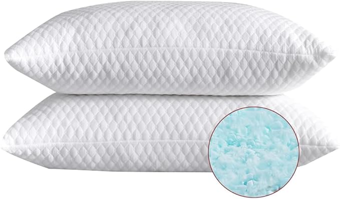 NTCOCO Shredded Memory Foam Bed Pillows for Sleeping King Size 2 Pack, with Washable Removable Hypoallergenic Sleep Pillow for Back and Side Sleeper