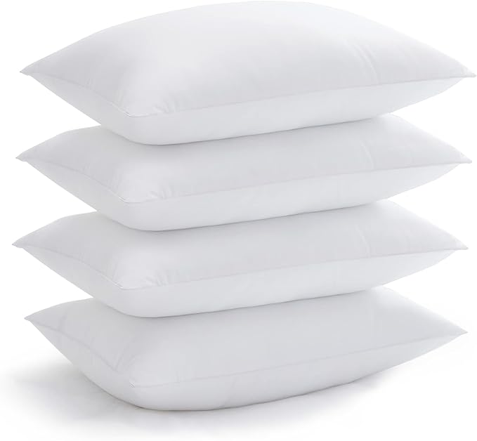 Acanva Bed Pillows for Sleeping, Cooling Hotel Quality with Premium Soft 3D Down Alternative Fill for Back, Stomach or Side Sleepers, Queen (Pack of 4), White