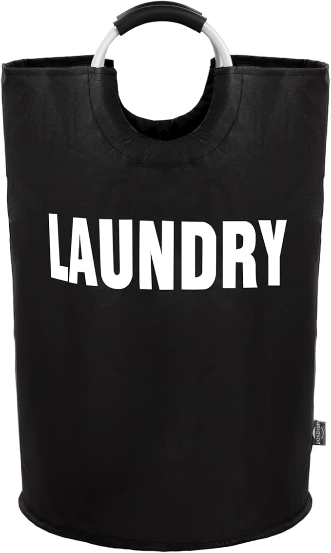 DOKEHOM 160L XX-Large Laundry Basket (7 Colors), Collapsible Laundry Bag, Foldable Laundry Hamper, Folding Washing Bin (Black, XXL)