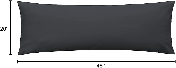 iMaylex Soft 100% Egyptian Cotton Zipper Pillow Case, Cozy and Lightweight Pillowcase, Easy Care, Dark Grey, Body, 20'' x 48''