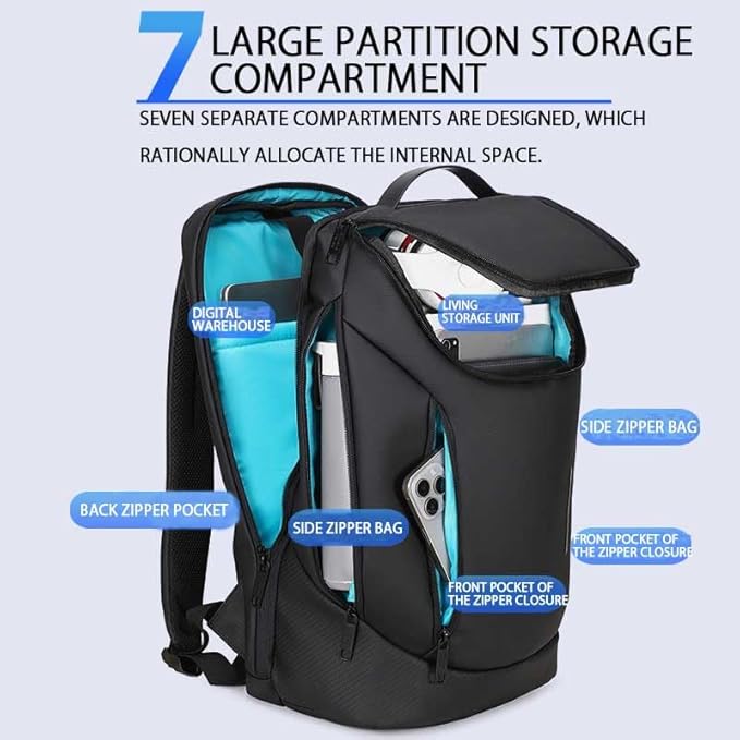 Shockproof Waterproof Laptop Backpack, 17-Inch Anti-Scratch Travel Backpack with Large Storage(Black/Gray/Green) (Black)