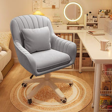 Home Office Chair Computer Chair with Mid-Back Upholstered Modern Tufted Computer Task Chair Swivel Height Adjustable Velvet Accent Chair