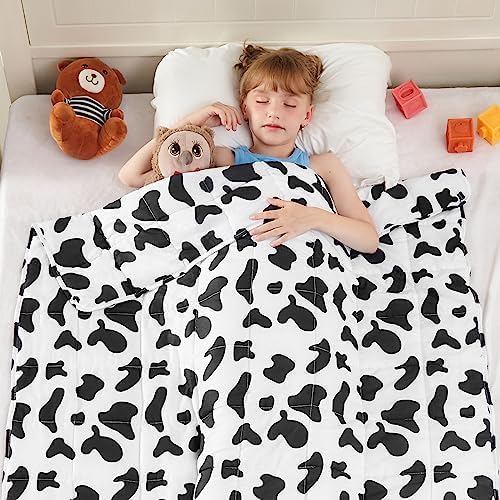 yescool Weighted Blanket 10 Pounds Twin Cooling Weighted Lap Blanket, Cow Print Heavy Blanket, Comfortable Weighted Throw Blanket Gift for 80-110lbs, 40"x60"