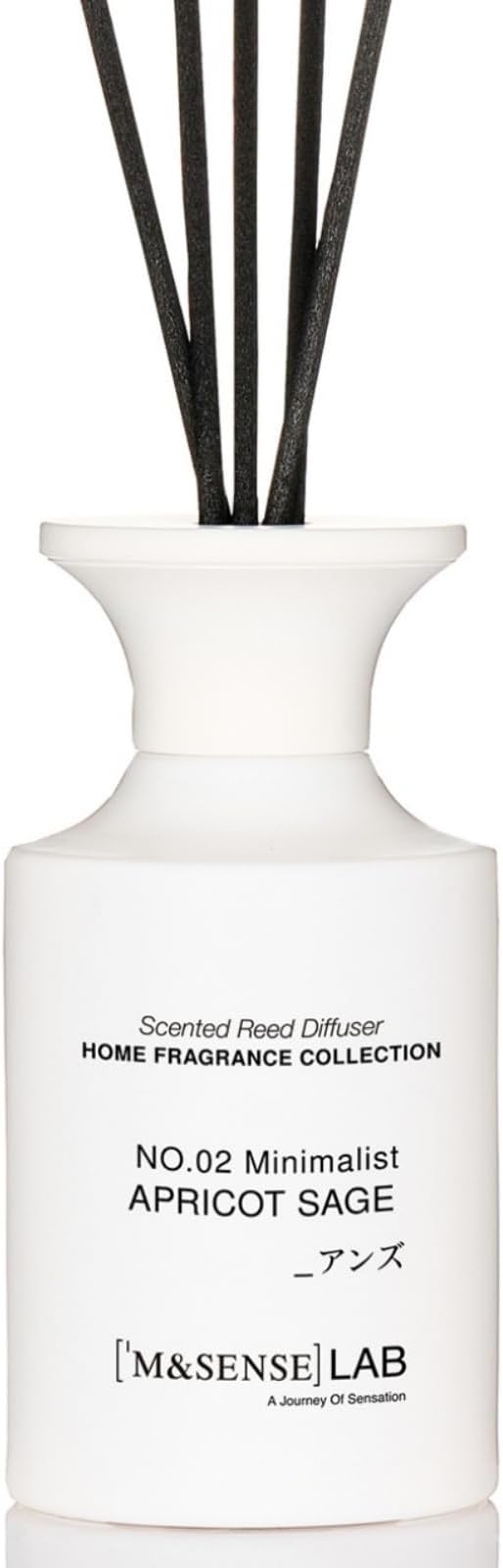 M&SENSE Reed Diffuser Set, 10.14 fl oz Large Reed Diffuser, Apricot Sage Scented with Natural Essential Oils, Long Lasting with 7 Sticks, Non-Toxic Home Fragrance Reed Diffuser for Bedroom, Bathroom
