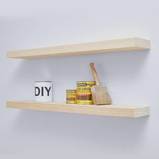 Homeforia 36 inch Wood Floating Shelves, High End Solid Natural Wood 36inch Large Floating Shelf Bathroom, Unfinished Wooden Floating Shelves for Wall, Heavy Duty Bracket, 36 X 6.5 X 1.75 in, Set of 2