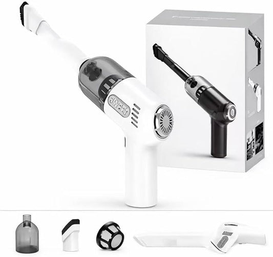 Desk Vacuum Cleaner Cordless – Portable Keyboard Car Vacuum Compatible for Lego Bricks, PC, Desktop Dust Cleaning White