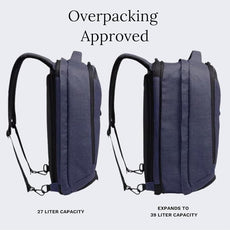 Knack Series 1 Laptop Backpack Fits up to 15 Inch - Knack Bags Carry-On Backpack, TSA Approved, Expandable Travel Backpacks With 3 Day Outfit Capacity (Dark Blue, Medium)