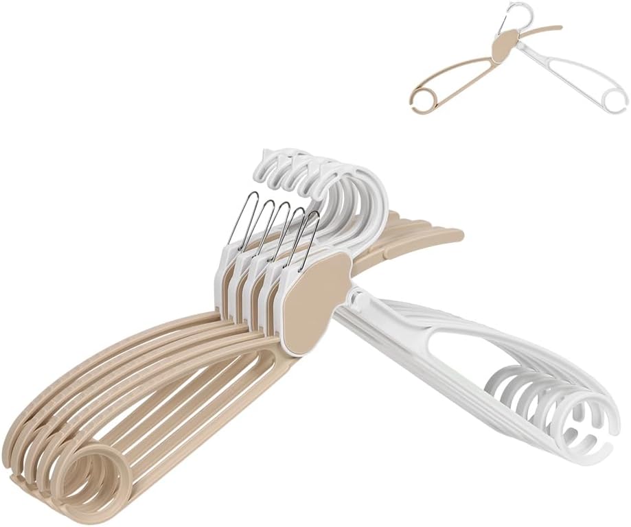Quick-Release Clothes Hangers for Sweaters & T-Shirts - Neckline Protection, No Stretch, No Shoulder Bumps, Space-Saving Stackable Design [White, Pack of 5]