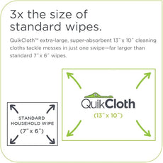 Quikcloth® Tough Messes – Plant-Based, Gentle, Plastic-Free Cleaning Wipes for Home & Kitchen - Safe on Hands and Surfaces