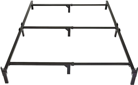 Amazon Basics Metal Bed Frame(Box Spring Required), 9-Leg Base for Box Spring and Mattress, Full, Tool-Free Easy Assembly, Black