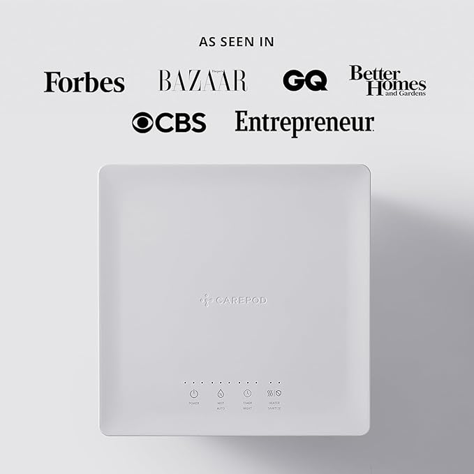 Carepod Cube Plus X50V Stainless Steel Humidifier - Easy to Clean, 3 Mist Level Settings, Auto-Humidity & Auto Shut-Off Feature, One Touch Built-in Sanitization, No Filters, Lasts 32Hrs (1.1Gal/4.2L)