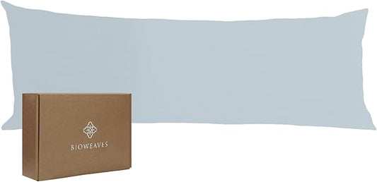 Bioweaves 100% Organic Cotton Body Pillow Case Cover with Zipper for Body Pillow | 300 Thread Count, Soft Sateen Weave, GOTS Certified | 21x54 Inches, Shore