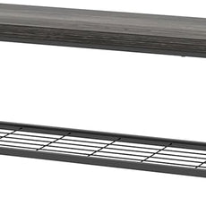 FOLUBAN Industrial Shoe Storage Bench for Entryway Hallway, Rustic Indoor Shoe Rack Bench Seat for Living Room Bedroom, 43.3 Inch Dark Gray