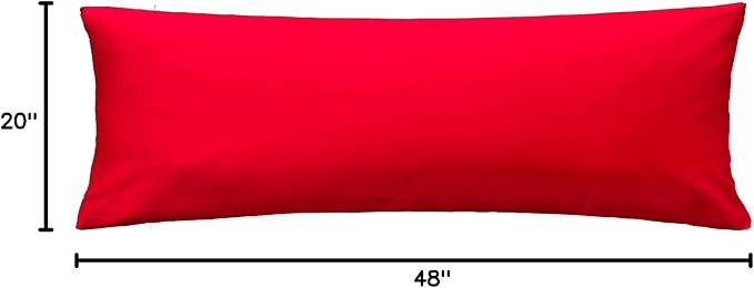 iMaylex Soft 100% Egyptian Cotton Zipper Pillow Case, Cozy and Lightweight Pillowcase, Easy Care, Red, Body, 20'' x 48''