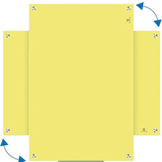 TSJ OFFICE Glass Dry-Erase Board - 36 x 24 Inches Wall Mounted Magnetic Whiteboard, Large Frameless Glass White Board for Office, Home & School, Yellow