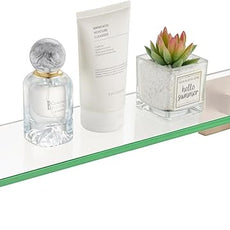 KOKOSIRI Wall Shelves Bathroom Hardware Glass Floating Shelf 20-Inch for Bedroom, Living Room, Kitchen, Hanging Rack Champagne Bronze B1105CPG-L20