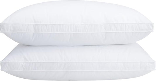 Set of 2 Standard Size Down Pillows - Goose Feather & Down Blend Pillows 440 Fill Power, 100% Cotton Cover, Hypoallergenic, Medium Support